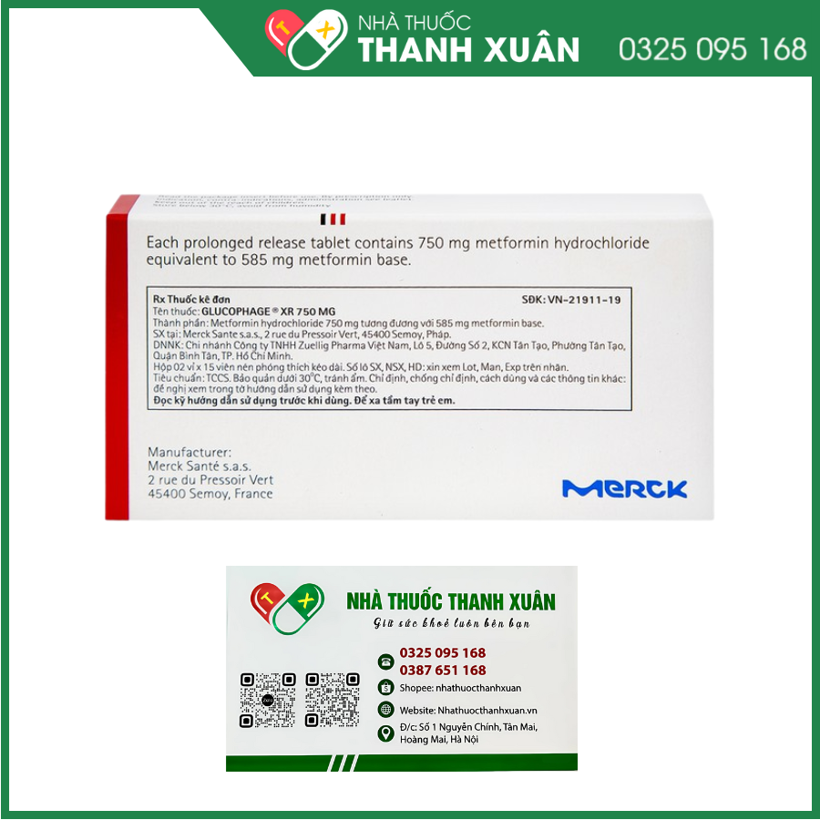 Glucophage XR 750mg điều trị tiểu đường tuýp II